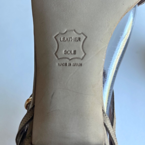 Stuart Weitzman Cream Brown Suede Leather Heeled Sandals size 7.5 - Picture 11 of 16